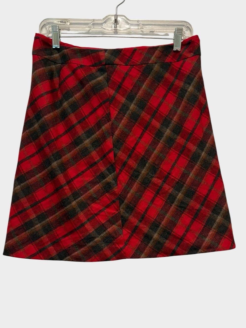 American Eagle - Y2K red plaid Italin wool blend A-line mini skirt. Size 6